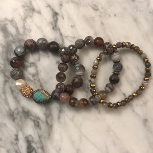 Beaded earth toned bangle set